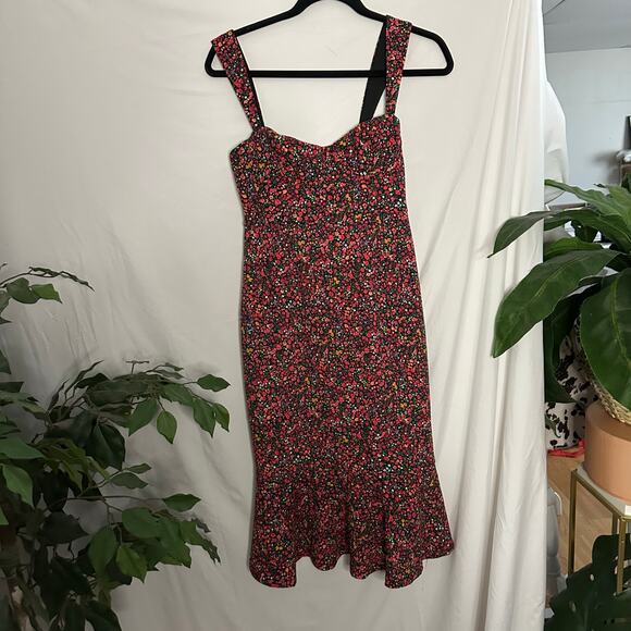 NWT Anthropologie Hutch Floral Sweetheart Midi Dress Burgundy Size XSP - Picture 2 of 9